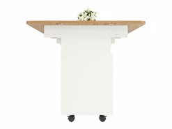 DripeX Isla Central de cocina 2 puertas y 3 estantes, con ruedas giratorias, mesa plegable, 120x30/70x79.5 cm, Blanco Best
