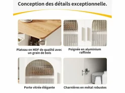 DripeX Isla Central de cocina 2 puertas y 3 estantes, con ruedas giratorias, mesa plegable, 120x30/70x79.5 cm, Blanco Best