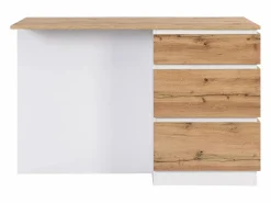 Vente-unique Isla central de cocina con 6 cajones y 4 estantes de MDF - Natural y Blanco - POMARELA Color natural claro / Blanco Sale