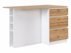 Vente-unique Isla central de cocina con 6 cajones y 4 estantes de MDF - Natural y Blanco - POMARELA Color natural claro / Blanco Sale