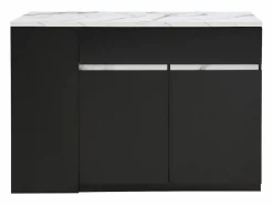 Vente-unique Isla Cocina|Isla central de cocina con almacenamiento - Efecto mármol blanco y negro - MEILI