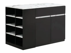 Vente-unique Isla Cocina|Isla central de cocina con almacenamiento - Efecto mármol blanco y negro - MEILI