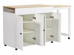 Isla central de cocina con 4 puertas - Tablero extensible - 118(180)x46x94 cm - + natural^ModernLuxe Discount