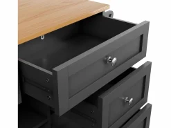 ModernLuxe Isla central de cocina móvil - 5 cajones y 5 compartimentos - MDF - Negro New