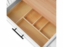 OKWISH Isla Cocina|Isla central móvil con mesa plegable, 3 puertas y 2 cajones de almacenamiento -