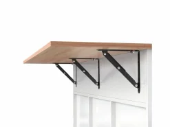 OKWISH Isla Cocina|Isla central móvil con mesa plegable, 3 puertas y 2 cajones de almacenamiento -