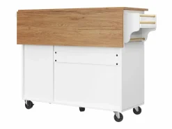 Merax Isla Cocina|Isla de cocina - 110 x 45-75 x 92 cm - carrito de servicio extraíble - con 5 cajones + 2 puertas - MDF -