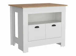 TuHome Isla de cocina Arlet en melamina con 2 puertas y 3 estantes , Blanco / Macadamia , 89.9 cm X 103 cm X 70 cm Multicolor Online