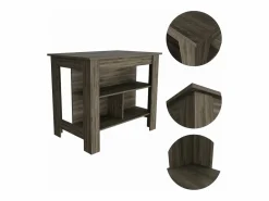 TuHome Isla de cocina Cala en melamina con 3 estantes , marron , 90 cm X 103 cm X 70 cm Marru00f3n Outlet
