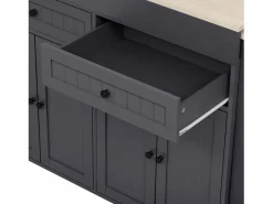 ModernLuxe Isla Cocina|Isla de cocina central - con 4 puertas y 2 cajones - tablero extensible - con ruedas - 180,5×45×92,2 cm -
