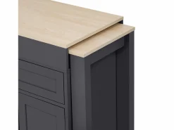 ModernLuxe Isla Cocina|Isla de cocina central - con 4 puertas y 2 cajones - tablero extensible - con ruedas - 180,5×45×92,2 cm -