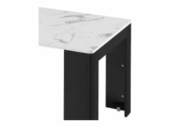 ModernLuxe Isla Cocina|Isla de cocina central - con USB y LED - con mesa de comedor desmontable y extensible - textura de mármol - con 1 puerta - + blanco