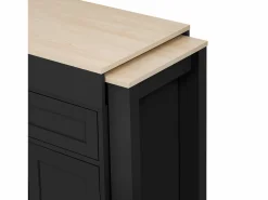 Isla de cocina central - con 4 puertas y 2 cajones - tablero extensible - con ruedas - 180,5×45×92,2 cm -^ModernLuxe Online