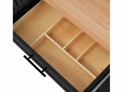 ModernLuxe Isla de cocina central con 2 cajones - Tablero extensible - patas con ruedas o de madera maciza - Negro Online