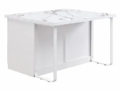 Vente-unique Isla de cocina con 6 cajones de MDF y metal - Efecto mármol - ALEGRITA Blanco Discount