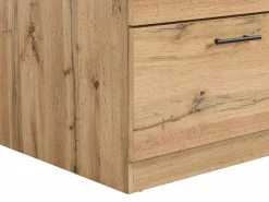 Vente-unique Isla Cocina|Isla de cocina con 6 cajones de MDF y metal - Negro y Natural claro - ALEGRITA