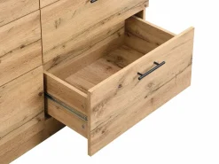 Vente-unique Isla Cocina|Isla de cocina con 6 cajones de MDF y metal - Negro y Natural claro - ALEGRITA