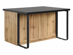 Vente-unique Isla Cocina|Isla de cocina con 6 cajones de MDF y metal - Negro y Natural claro - ALEGRITA