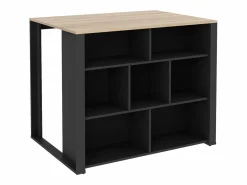 Vente-unique Isla de cocina con 7 huecos - Natural y antracita - OPOLE Gris antracita / Color natural claro Best