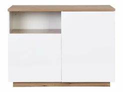 Isla de cocina con 2 puertas y 1 estante de MDF - Natural y blanco CORELINA^Vente-unique Hot