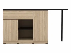 Vente-unique Isla de cocina con 2 puertas, 1 cajón y 2 estantes - Natural y negro - TUNORI Negro / Color natural claro Best