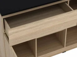 Vente-unique Isla de cocina con 2 puertas, 1 cajón y 2 estantes - Natural y negro - TUNORI Negro / Color natural claro Best