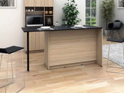 Vente-unique Isla de cocina con 2 puertas, 1 cajón y 2 estantes - Natural y negro - TUNORI Negro / Color natural claro Best