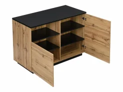 Vente-unique Isla Cocina|Isla de cocina con 2 puertas y 1 estante de MDF - Natural y negro - CORELINA