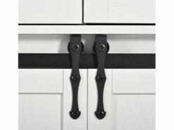 Isla de cocina con encimera abatible - Carrito de cocina con 2 puertas correderas y 3 cajones - toallero y portavasos - Blanco