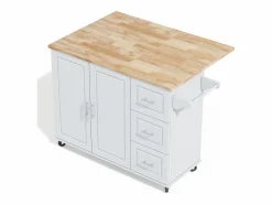 Hauss Spole Isla Cocina|Isla de cocina con ruedas 137x43/76 cm con 3 cajones y 2 puertas - y madera