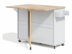 Hauss Spole Isla Cocina|Isla de cocina con ruedas 137x43/76 cm con 3 cajones y 2 puertas - y madera