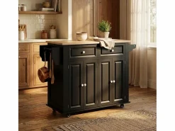 AHD Cocina Completa|Isla de cocina con ruedas, 2 cajones, 4 puertas y especiero Turchese -