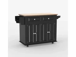 AHD Cocina Completa|Isla de cocina con ruedas, 2 cajones, 4 puertas y especiero Turchese -