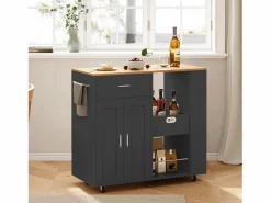 Isla de cocina con ruedas, carrito de cocina móvil con encimera y almacenaje, mueble de almacenaje, 102 × 46 × 92 cm, Negro Online