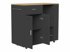 Isla de cocina con ruedas, carrito de cocina móvil con encimera y almacenaje, mueble de almacenaje, 102 × 46 × 92 cm, Negro Online