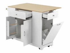 Hauss Spole Isla Cocina|Isla de cocina con ruedas con USB, 2 cajones y 2 puertas - Compartimento para papelera - y natural