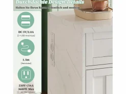 Isla de cocina con tomas de corriente, puertos USB, estantes ajustables y barra (120x60x91cm)^ New