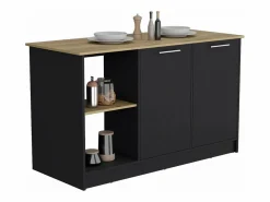 TuHome Isla Cocina|Isla de cocina Enebro en melamina con 2 puertas y 6 estantes , , 90 cm X 150 cm X 64 cm