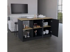 TuHome Isla Cocina|Isla de cocina Enebro en melamina con 2 puertas y 6 estantes , , 90 cm X 150 cm X 64 cm