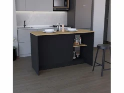 TuHome Isla Cocina|Isla de cocina Enebro en melamina con 2 puertas y 6 estantes , , 90 cm X 150 cm X 64 cm