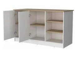 TuHome Isla Cocina|Isla de cocina Ginger en melamina con 7 estantes y 2 puertas , , 90.6 cm X 150 cm X 67 cm
