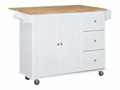 Isla de cocina Kalos extensible con ruedas 92,5x128,8x75,5 cm^Homcom Outlet