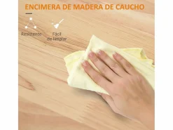 Isla de cocina Kalos extensible con ruedas 92,5x128,8x75,5 cm^Homcom Outlet