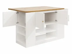 Isla de cocina moderna - 140 x 40 x 90 cm - con cajones + estantes + puertas - MDF + metal -^Merax New