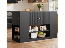 Merax Isla Cocina|Isla de cocina moderna - 140 x 40 x 90 cm - mueble de cocina - con 2 cajones + 3 puertas - MDF -