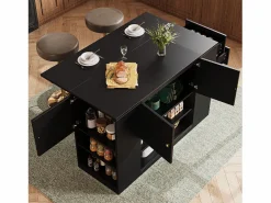 Merax Isla Cocina|Isla de cocina moderna - 140 x 40 x 90 cm - mueble de cocina - con 2 cajones + 3 puertas - MDF -