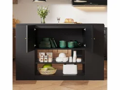 Merax Isla Cocina|Isla de cocina moderna - 140 x 40 x 90 cm - mueble de cocina - con 2 cajones + 3 puertas - MDF -
