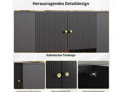 Merax Isla Cocina|Isla de cocina moderna - 140 x 40 x 90 cm - mueble de cocina - con 2 cajones + 3 puertas - MDF -