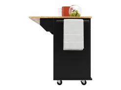 Isla de cocina moderna, encimera abatible, mueble de almacenaje, acabado madera MDF, color (106x50x90,5 cm) Negro Outlet