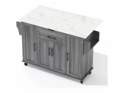 Isla de cocina móvil - encimera extensible - con estante para especias y toallero - con 2 cajones y 4 puertas - MDF -^ModernLuxe Best